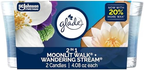 Glade 2-in-1 Candle Jar Moonlit Walk Wandering Stream Scent 408oz x2