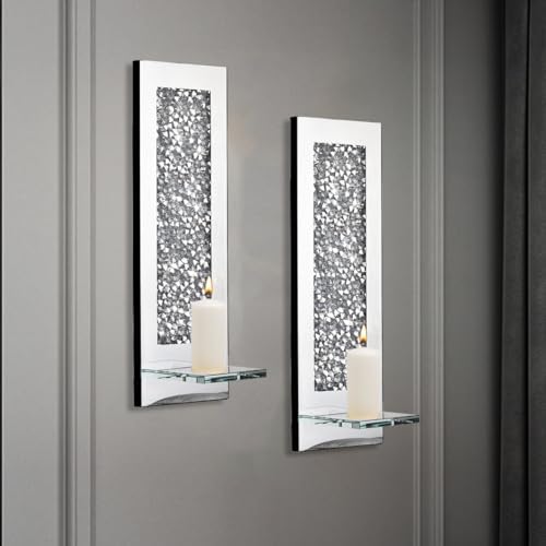 Pibeyer Crystal-Crushed Diamond Wall Candle Holders