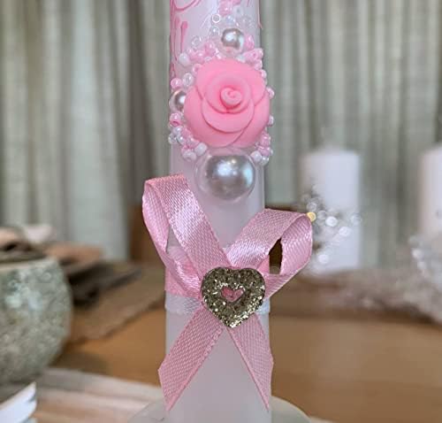 VABA Rose Pink Wedding Candles Set - 6 Pillar 2 x 10 Tapers - Unscented