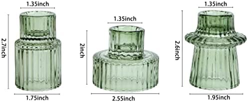3-Piece Tapered Glass Candlestick Holders for Green Tea Lights