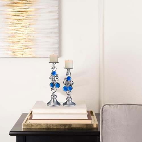 Elegant Candleholder Set 14 16 Silver Vanilla Candles