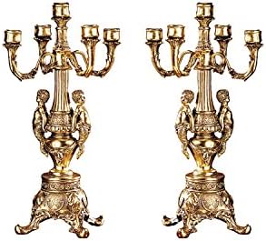 Elegant Candelabra Cast Stone Resin Metallic Gold Finish