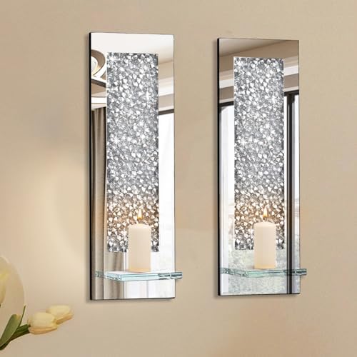 Pibeyer Crystal-Crushed Diamond Wall Candle Holders