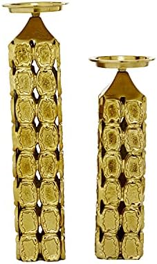 Deco 79 Modern Aluminum Cylinder Candle Holder Set