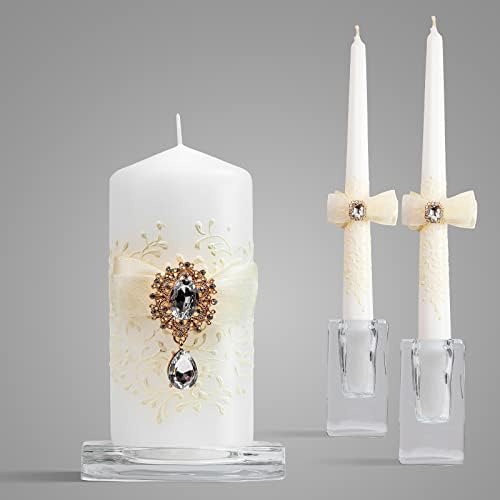 Elegant Big White Unity Candle Set