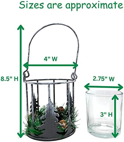 BANBERRY DESIGNS Christmas Tree Basket Candleholder with Pinecone Accents