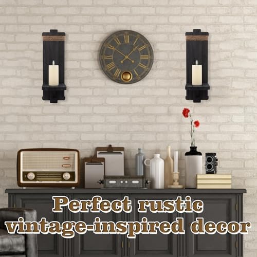 AlphaTool Rustic Gothic Wood Wall Sconces Set of 2