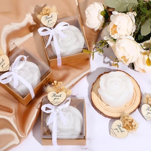 Threlaco 50 Sets Wedding Rose Candles Favor Bulk