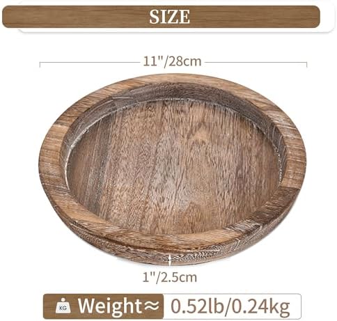 Hanobe Small Candle Plate Holder Rustic Wooden Table Centerpiece