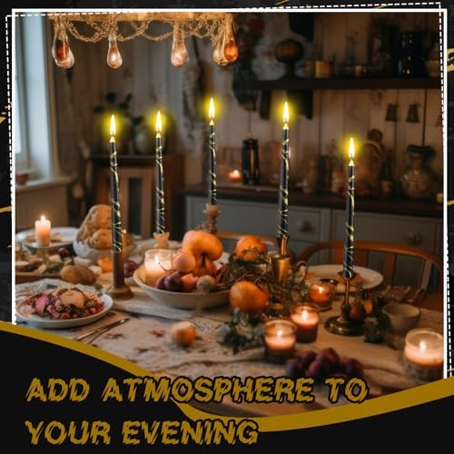 12-Piece Black Taper Candles 10 Inch Black and Gold Long Burning Candles