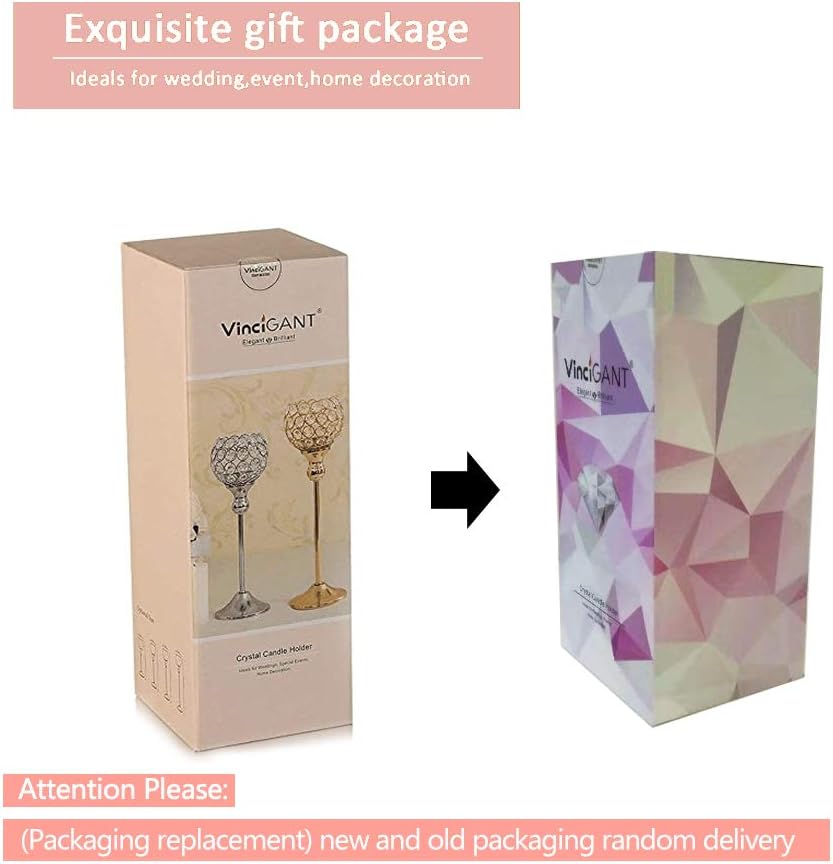 VINCIGANT Gold Crystal Candle Holders Set of 2