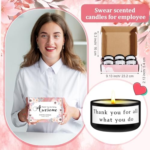 Teacher Nurse CoworkerThank You Scented Candle for Women 6Pack Gift Box