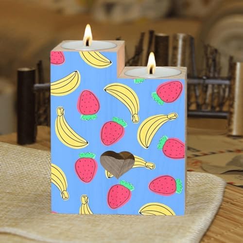Summer Fruits - Themed Candle Holders Wooden Heart Design for Home Wedding Occasions