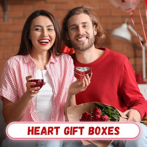 6 Heart-shaped Metal Tins with Clear Lids