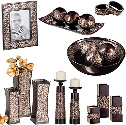 Creative Scents Dublin Brown Pillar Candle Holder Set of 2