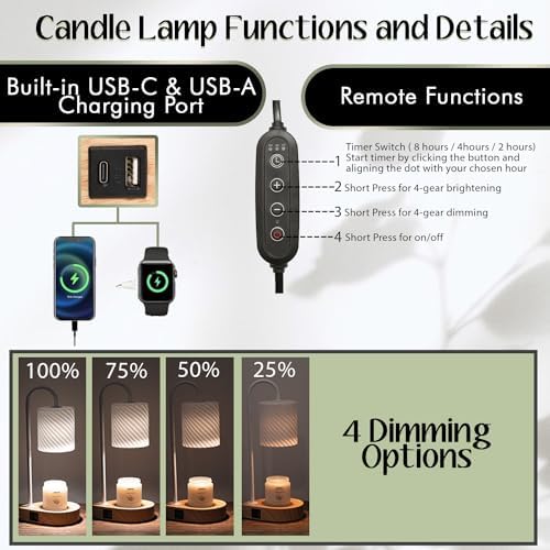 ROZATO Candle Warmer Lamp with 4 Candles Perfect for Home