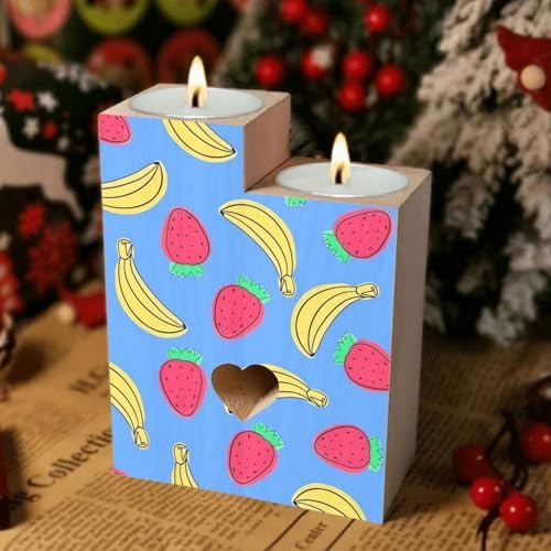 Summer Fruits - Themed Candle Holders Wooden Heart Design for Home Wedding Occasions
