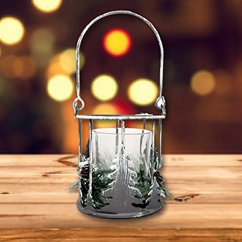 BANBERRY DESIGNS Christmas Tree Basket Candleholder with Pinecone Accents