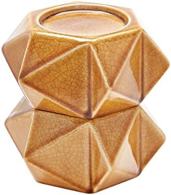 Honey-Finish Set of 2 7-Inch Ceramic Candleholders