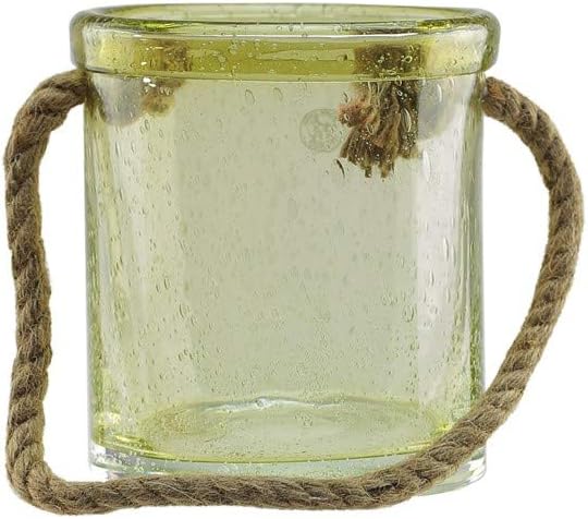 Lemonade Yellow Hand-Blown Glass Outdoor Hurricane Candle Holder