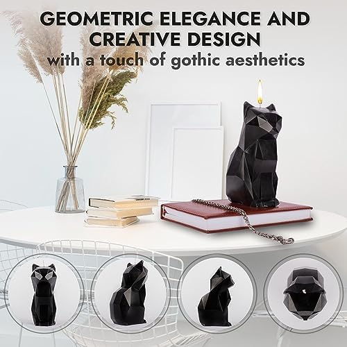 Black Gothic Candle Set - Octopus Cat with Hidden Skeleton