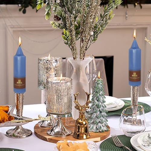 FCMSHAMD Dark Blue Taper Candle Sticks 4-Pack