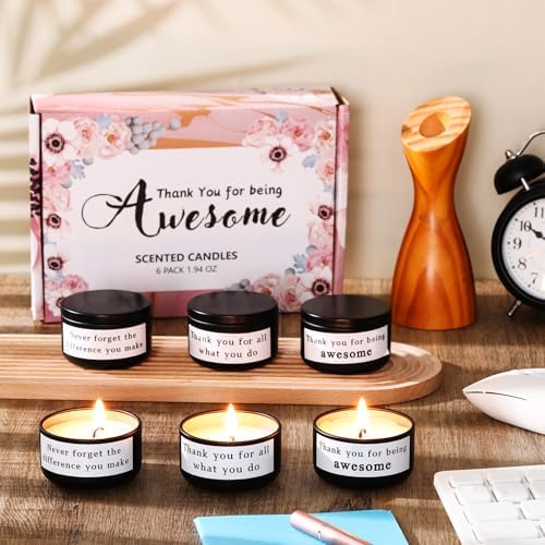 Teacher Nurse CoworkerThank You Scented Candle for Women 6Pack Gift Box