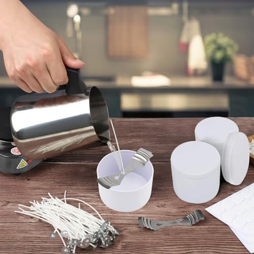 BBAXI 24 Pcs White Candle Tins with Lids Black Empty 4 oz