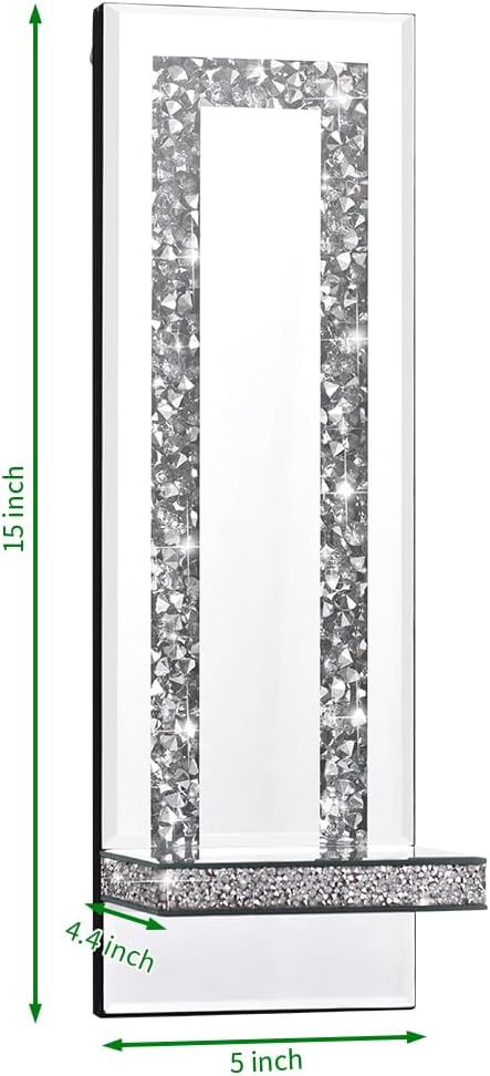 Simply Elegance Crystal Crush Diamond Mirrored Candle Sconves Silver