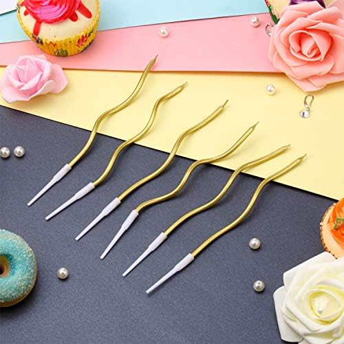 Twisty Metallical Birthday Candles with Holders