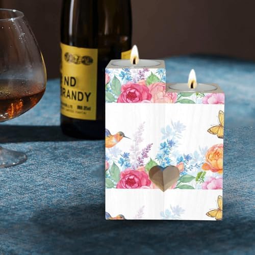 Hummingbird Butterfly Flower Candle Holder Set