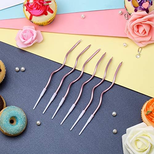48 Twisty Metallic Rose Birthday Candles