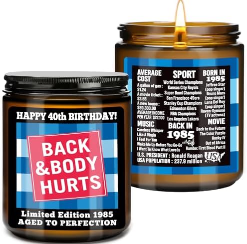 40th Birthday CandleLIMITED EDITION 1985 Scented Glass Candle for Women Men