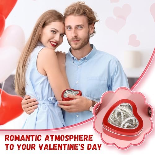 6 Heart-shaped Metal Tins with Clear Lids