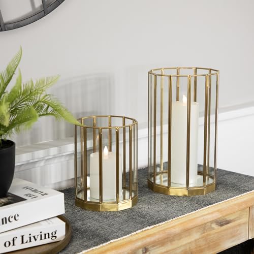 Weatherproof hurricane mirrored candle holders set of 2 in brass 1175 inch