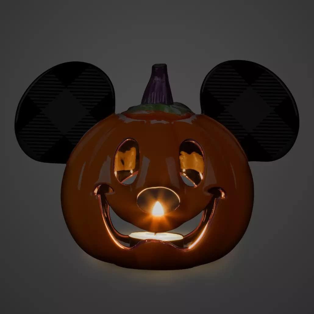 Disney Parks Mickey Mouse Halloween Jack-O-Lantern Pumpkin Votive Ceramic Candle Holder