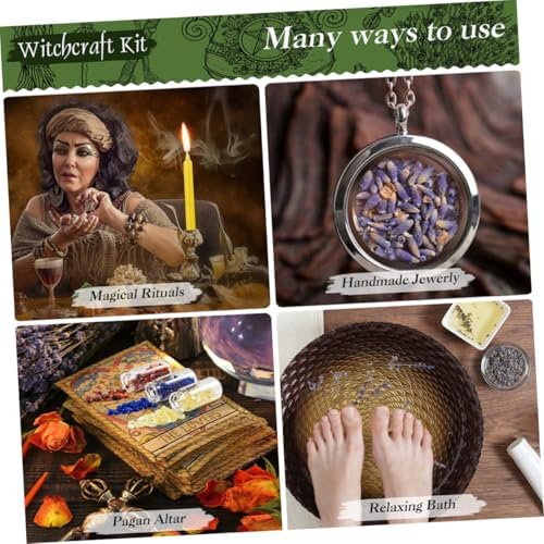 FRCOLOR Witchcraft Starter Kit with Dried Flowers and Crystals
