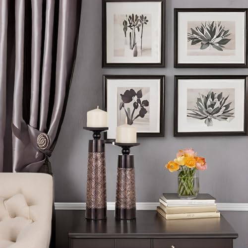 Creative Scents Dublin Brown Pillar Candle Holder Set of 2
