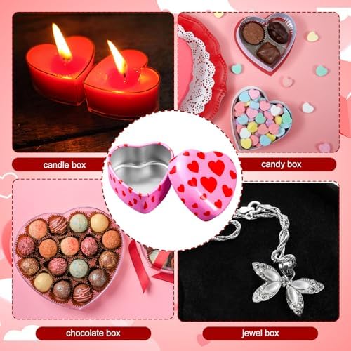 Valentines Heart Candle Tins - 24 Piece Set for DIY Gifting