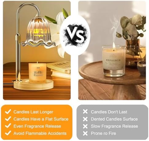 Adjustable Candle Warmer Lamp - dimmer control flameless safe elegant and practical