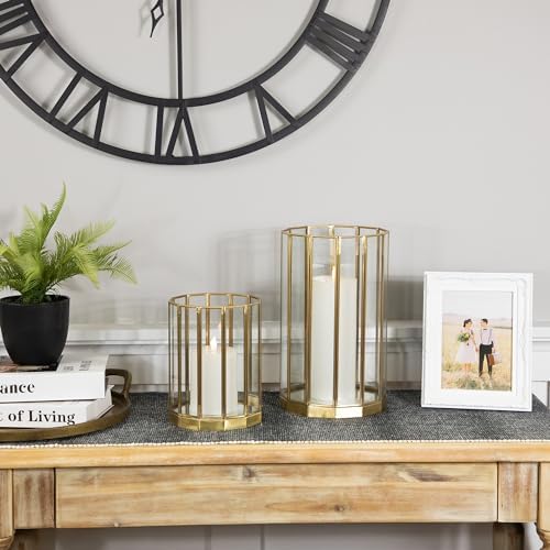 Weatherproof hurricane mirrored candle holders set of 2 in brass 1175 inch
