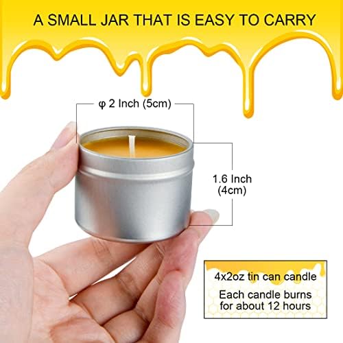 4pk Pure Beeswax Emergency Travel Candles - Honey Scent Natural Safe