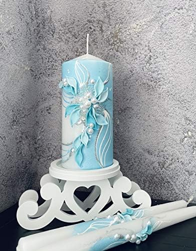 Pillar Taper Wedding Candle Set Wedsy WeddingCandleSet2Tapers10Turquoise
