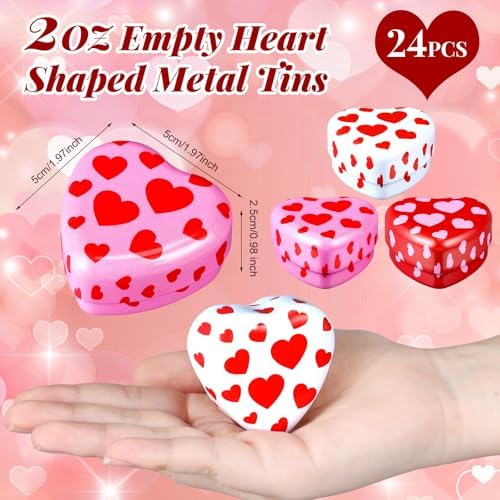 Valentines Heart Candle Tins - 24 Piece Set for DIY Gifting