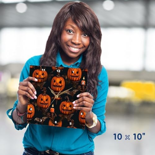 3DRose 10-Inch Halloween Wall Clock Silent