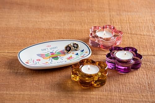 Karma Glass Flower Tealight Holder