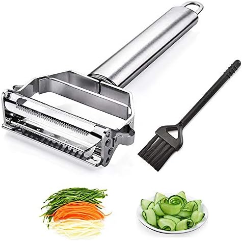 Stainless Steel Julienne Peeler with Brush for Vegetables and Fruits