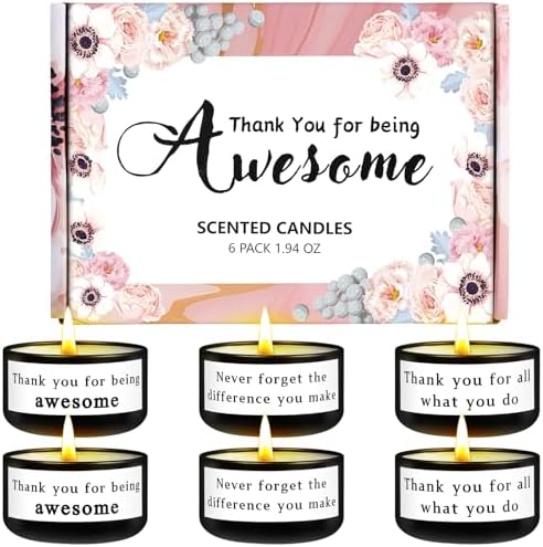 Teacher Nurse CoworkerThank You Scented Candle for Women 6Pack Gift Box
