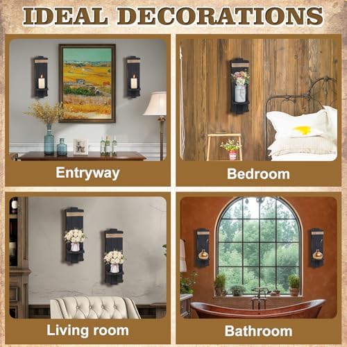 AlphaTool Rustic Gothic Wood Wall Sconces Set of 2