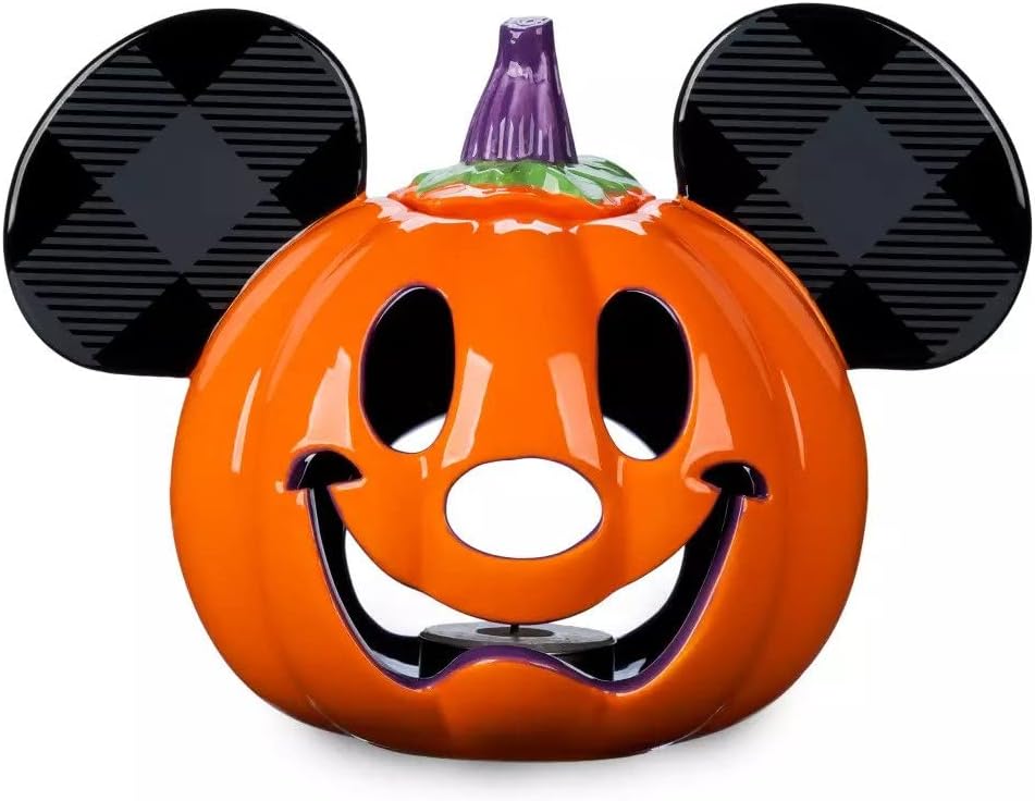 Disney Parks Mickey Mouse Halloween Jack-O-Lantern Pumpkin Votive Ceramic Candle Holder